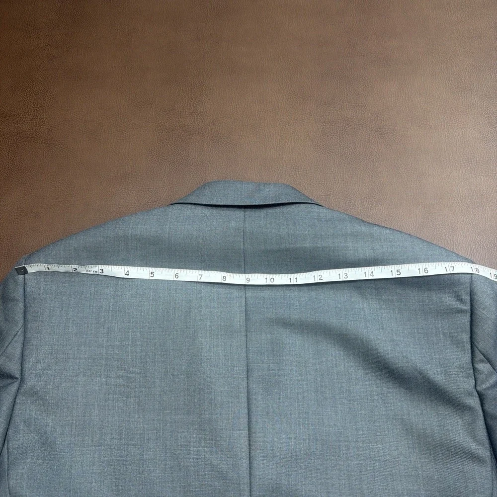 J FERRAR Modern Fit 2 Piece Full Suit Mens 36R 32x30 Sharkskin Gray Wedding New!